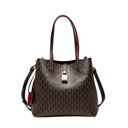 Premium Versatile Leather Crossbody Bag Ladies Large Capacity Daily Commuter Tote Bag Letter Print Design Ladies Fashio