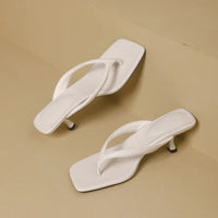 Formal Flip Flops Woman High Heels Cool Slippers Women's Summer New Retro Leopard Print Toe Square Heel Slippers Women Outside
