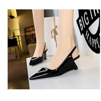 Spring Candy Fashion Pointed Toe Women Pumps Sling back Wedges High Heels Party Prom Mules Shoes
