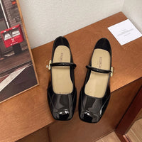 Women Mary Jane Shoes French Retro Square Toe Low Heels Shoes Women's Comfortable Ballet Shoes