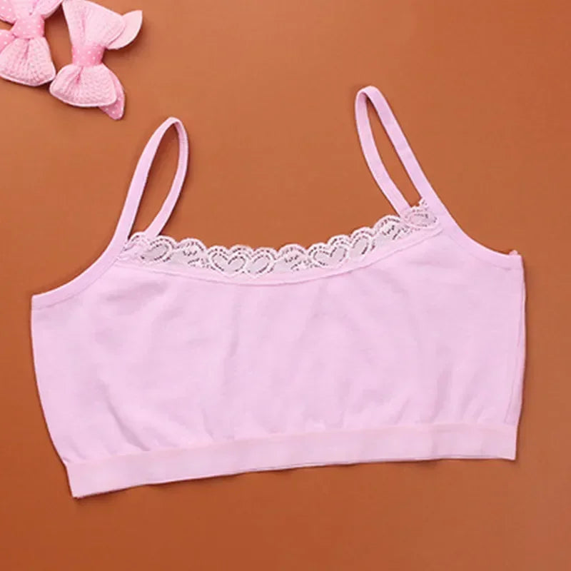 Young Girls Lace Puberty Teenage Soft Cotton Underwear Training Bra Crop Top 8-14years lace bra