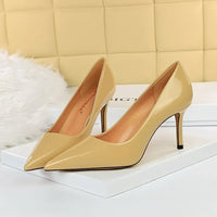 Women High Heels Scar pins Pumps Lady Glossy Leather Fetish Wedding Bridal Mid Low Heels Office Shoes