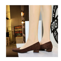 Women Fashion Style Quality Square Toe Low Heel Pumps Lady Prom Suede Shallow Mouth Thick High OL Single Shoes
