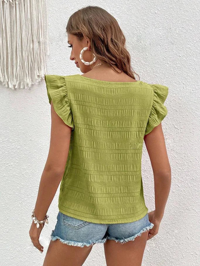 Casual Blouses For Women Fashion Shirts Elegant Sweet Loose Ruffles Sleeve Female Tops