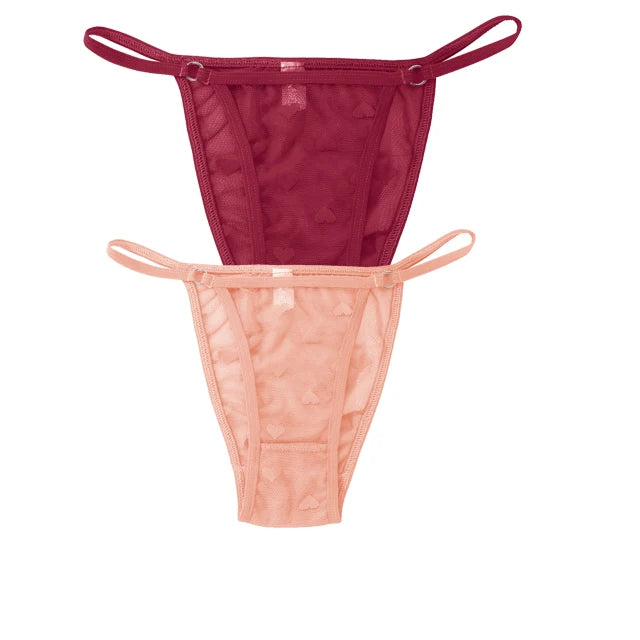 2PC Lace Thongs Panties Women Underwear Sexy Thongs Woman Low Waist Solid Underwear Seamless Female Underpants Lingerie