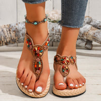 Women's retro casual Roman flat non-slip beaded sandals - Natalia Home Fashion