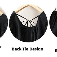 Loose Summer Top Black Square Collar Short Sleeve Women's Fashion plus Size Clothing Breathable Comfortable Cotton Fabric