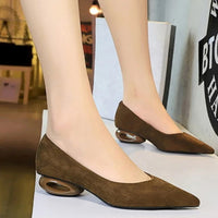 Retro Pointed Toe Suede Low Heel Shoes Shallow Mouth Hollow Heel Pedicure Shoe Daily Versatile Temperament Women's Shoes
