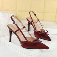 Bow Slim Heels High-End Women's Without Being Tired From Behind The Feet And Tripping Women's Singles Shoes