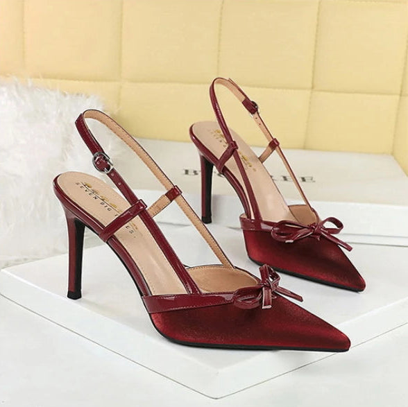 Bow Slim Heels High-End Women's Without Being Tired From Behind The Feet And Tripping Women's Singles Shoes