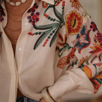 Women's Printed Shirt Long Sleeve Loose Button Cardigan Top Trendy Fashion Casual Blouses for Female