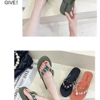 Women Slippers Fashion Summer New Water Diamond Flip Flops Women Outwear Thick Sole Slope Heels Beach Vacation Slippers