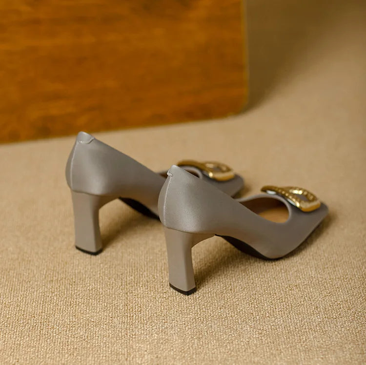 Basic Shallow Square Toe Women Pumps High Quality PU Leather Matte Thick Heel Office Shoes Woman Maroon 7CM High Heels