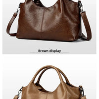 Fashionable Pure Color Basket Handbag Women's Commuter Bag Soft PU Leather Vintage Style Single Shoulder Bag with Internal Zipper