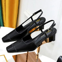 Design Shallow Women Pumps Pointed Toe Sling backs Sandals Elegant Office Work Thin High Heels Shoe Retro Shoes Women - Natalia Home Fashion