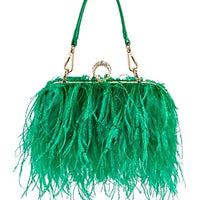 Women Ostrich Feather Clutch Purse Evening Bag Handbag Fluffy Purse Clutch Feather Evening Handbag For Wedding Anniversary Party