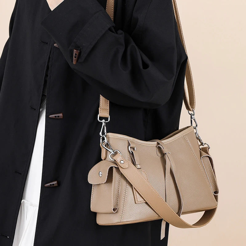 Soft Genuine Leather Crossbody Bag Women Fashion Shoulder Bag Large Capacity Handbag and Purse Ladies Cow hide Messenger Bag