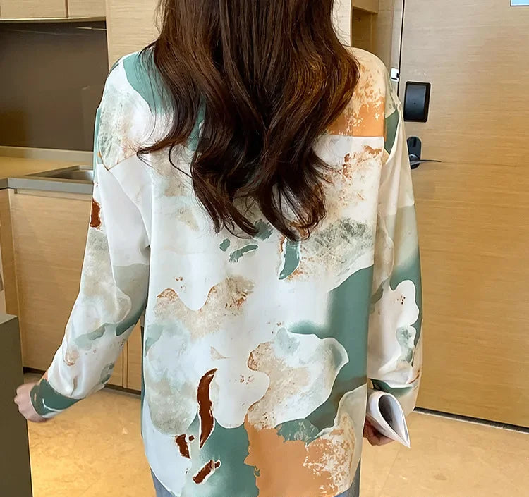 Casual Loose Long Sleeve Shirt for Women Korean Style Blouse Tops