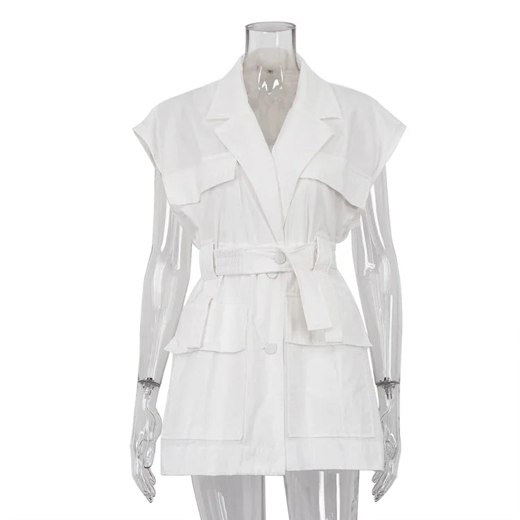 Fashion Loose Cotton Women's Shirt Elegant Lapel Sleeveless Shirts Casual Classic Solid Clothing Shirts for Women Tops