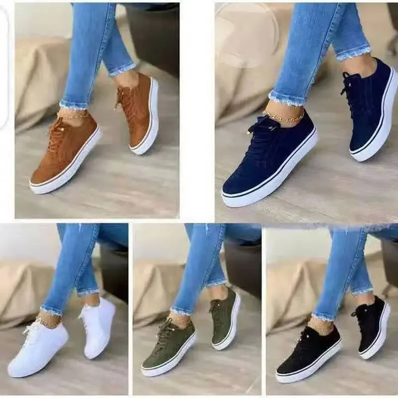 Women's Casual Shoes Comfortable Fabric Loafers Round Toe Lace Up Single Shoes PVC Sole