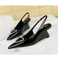 Spring Candy Fashion Pointed Toe Women Pumps Sling back Wedges High Heels Party Prom Mules Shoes