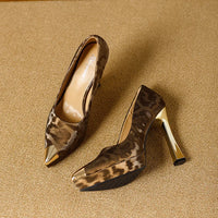 Fashion Women's Shoes Thin Block Heels 11cm Pointed Toe Shallow Mouth Ladies Pumps Party Shoes