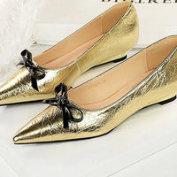 Butterfly-knot Pumps Pointed Toe Woman Wedges Heels Elegant Ladies Shoes