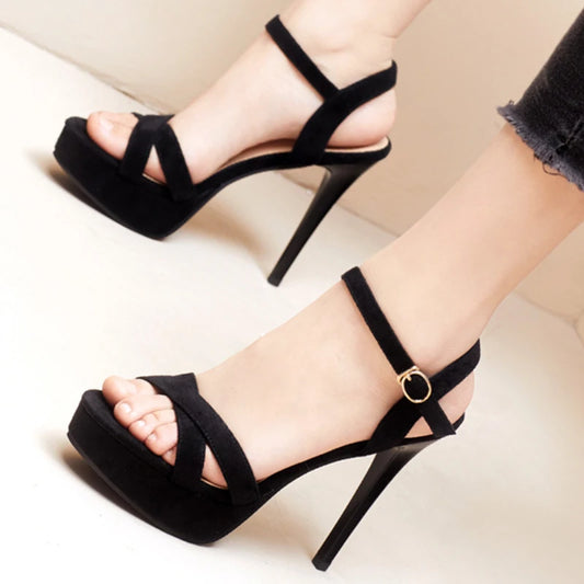 High Heels Sandals Summer Sexy Ankle Strap Open Toe Party Dress 12CM Platform Gladiator Women Shoes