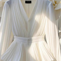 Autumn New Korean Style Temperament V-neck Long sleeved Blouse Women Top Light Mature French Luxury Slim White Shirt for Women Natalia Home Fashion    Natalia Home Fashion