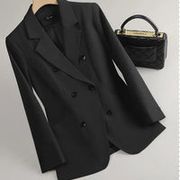 Elegant Double Breasted Jacket Suit Women's Long Sleeved Holiday Slim Blazers Coat Fashion Temperament business suit