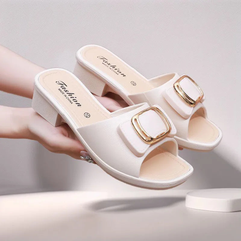 Women's Versatile Sandals - Fashion Thick Sole Flip Flops, Non-Slip Durable Outdoor Slides for Beach/Street Wear - Natalia Home Fashion
