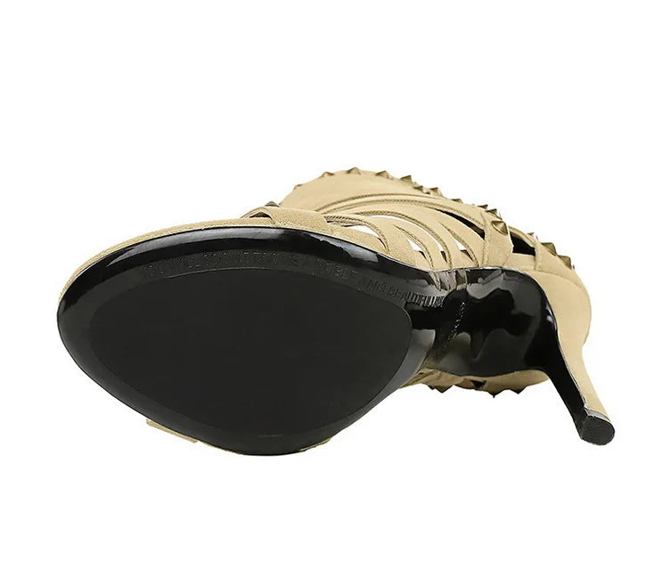 Rivet Roman Shoes, Retro Super High Heel Women's Shoes