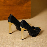 Fashion Women's Shoes Thin Block Heels 11cm Pointed Toe Shallow Mouth Ladies Pumps Party Shoes