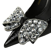Stilettos Women Pumps Pointed Shoes Lady Heels Bowknot Design Rhinestone High Heels Female Shoes Sexy Party Shoes