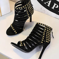Rivet Roman Shoes, Retro Super High Heel Women's Shoes