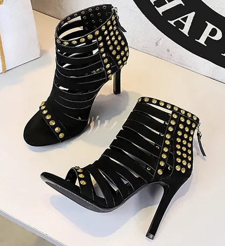 Rivet Roman Shoes, Retro Super High Heel Women's Shoes