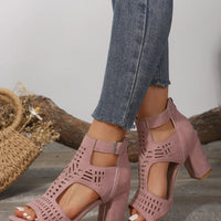 Women Fashion Strap Sexy High Heel Sandals Woman Roman Hollow Pumps Lace-up Peep Toe Sandals Casual Chunky High-heeled Sandals