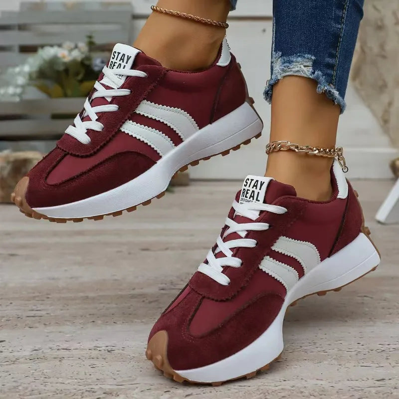 Retro Platform Women's Sneakers Summer Casual Patchwork Leather Sneakers Women's Outdoor Casual Comfort Shoes