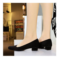 Women Fashion Style Quality Square Toe Low Heel Pumps Lady Prom Suede Shallow Mouth Thick High OL Single Shoes