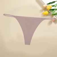 Ice Silk Women Seamless Thongs Sexy Low Waist Bikini Panties Female Traceless Underpants Ladies Solid Color T-back