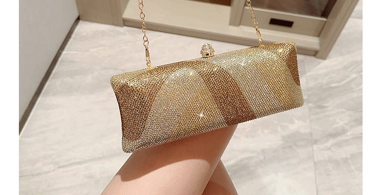 Women Clutch Glitter Sequins Evening Party Handbags Portable Gold Color Diamond Wedding Clutches Purse New Chain Shoulder Bags