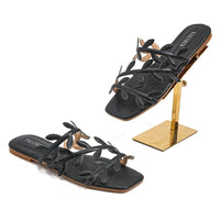 Leaf Pattern Women's Sandals Outdoor Wear New Style Beach Flat Bottom Slip-On Holiday Comfortable Breathable Flats