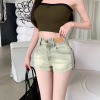 High Waist Distressed Slim Straight Jeans Short Shorts Hot Pants Spicy Girl Summer Fashion Women's Clothing