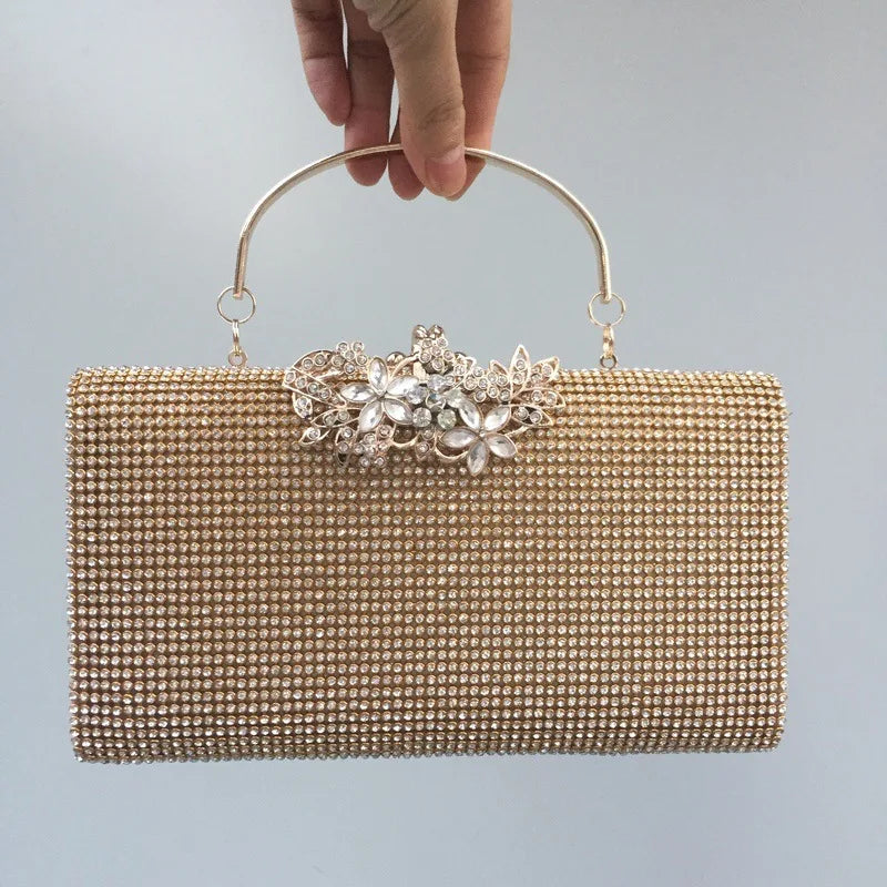 Diamond Encrusted Dinner Bag And Clutch, Square Hard Box Fully Lined With Diamonds.
