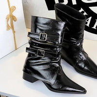 Pointed Fashion Women's Boots Retro Style Thick Heel Low Heel Medium Tube Women's Boots