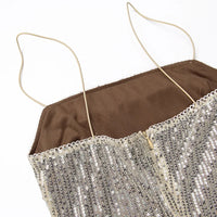 Strap Bead Glitter Dress for Women Hot Girl Sexy Long Dress Kaftan Style Summer Long Dress