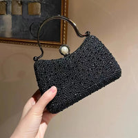 Glitter Shiny Diamonds Evening Bag Metal Handle Square Bag Fashion Women Handbag Wedding Party Clutch Purse Female