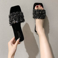 Women's Slippers Bling Rhinestone Women Slippers  Woman Fashion Sandals Open Toed Beach Shoes Women