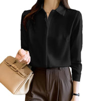 Style Women's Long Sleeve Satin Shirt Casual Style Fashion Design Lightweight Maturity Ladies Blouse