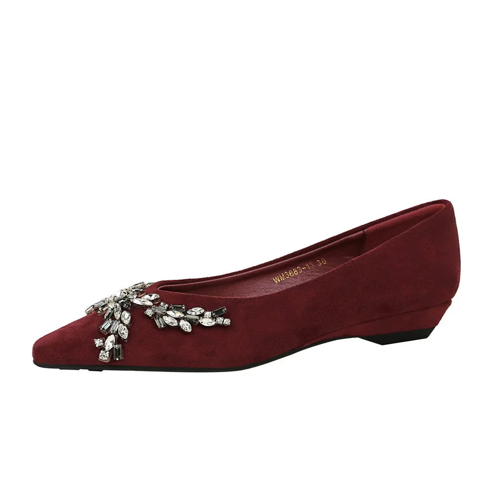New Spring Crystal Women Mary Jane Shoes Fashion Shallow Slip on Elegant Party Dress Low Heel Shoes